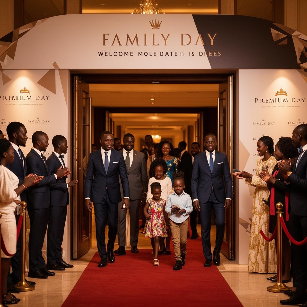 Famílias chegando ao evento
