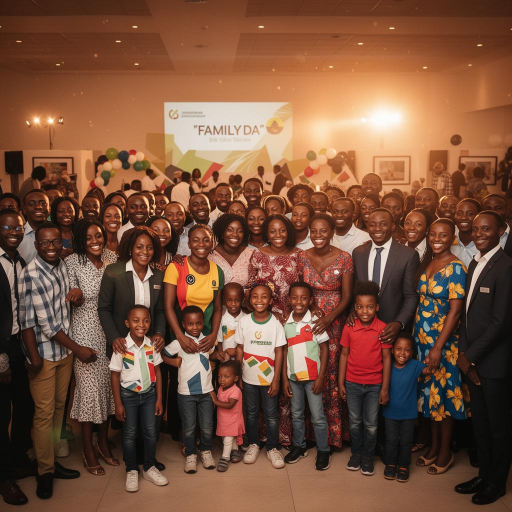 Fotografia coletiva de colaboradores e familiares